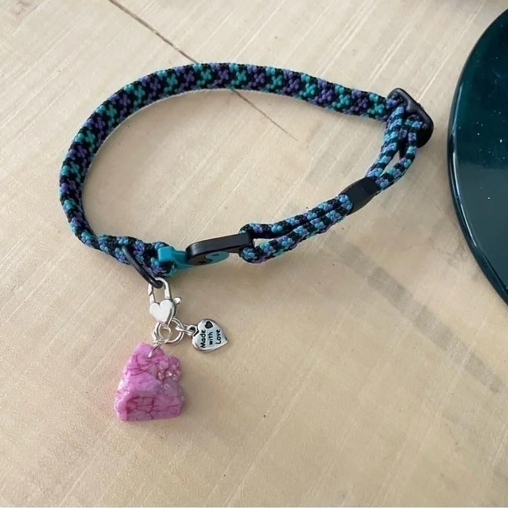 $10 SALE Pet Handmade Cat Dog Collar Charm Pink Sparkle Love Metal Heart